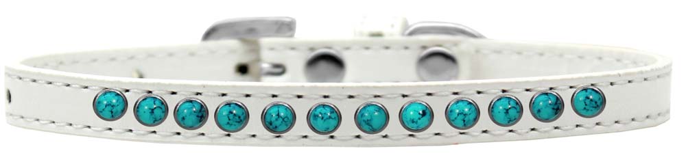 Southwest Turquoise Pearl Size 10 White Puppy Collar
